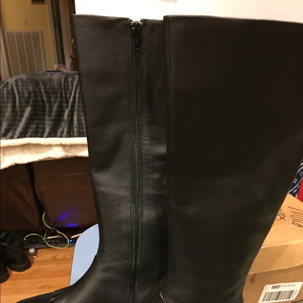 Black leather boots